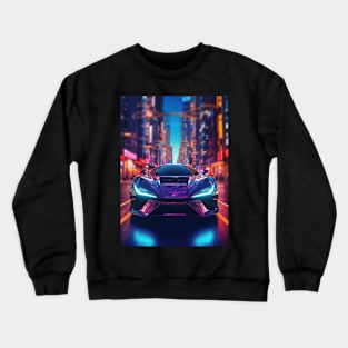 Asian Neon City Sports Car Crewneck Sweatshirt